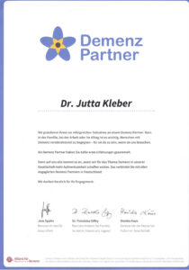 Zertifikat Demenzpartner Dr. Jutta Kleber